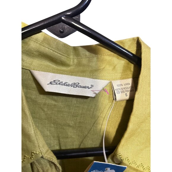 Eddie Bauer Womens Small Light Green Linen Button-Up Shirt With Embroidered Coll - Picture 2 of 5